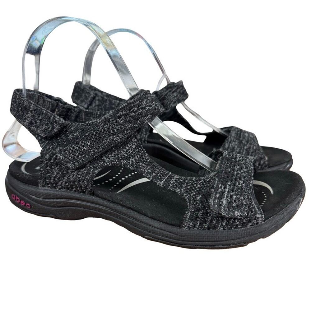 Abeo Gabi Neutral Space Gray Black Sporty Hiking Sandals Ankle Strap Shoes 8 N